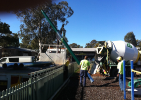 Concrete truck and pole